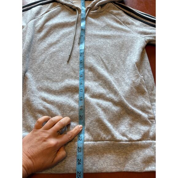 Adidas Womens Athletic Essential Cotton Fleece 3 Stripe Pullover Hoodie - Picture 7 of 7